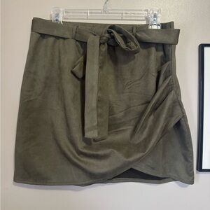 Olive Green Women's Faux Suede Skirt